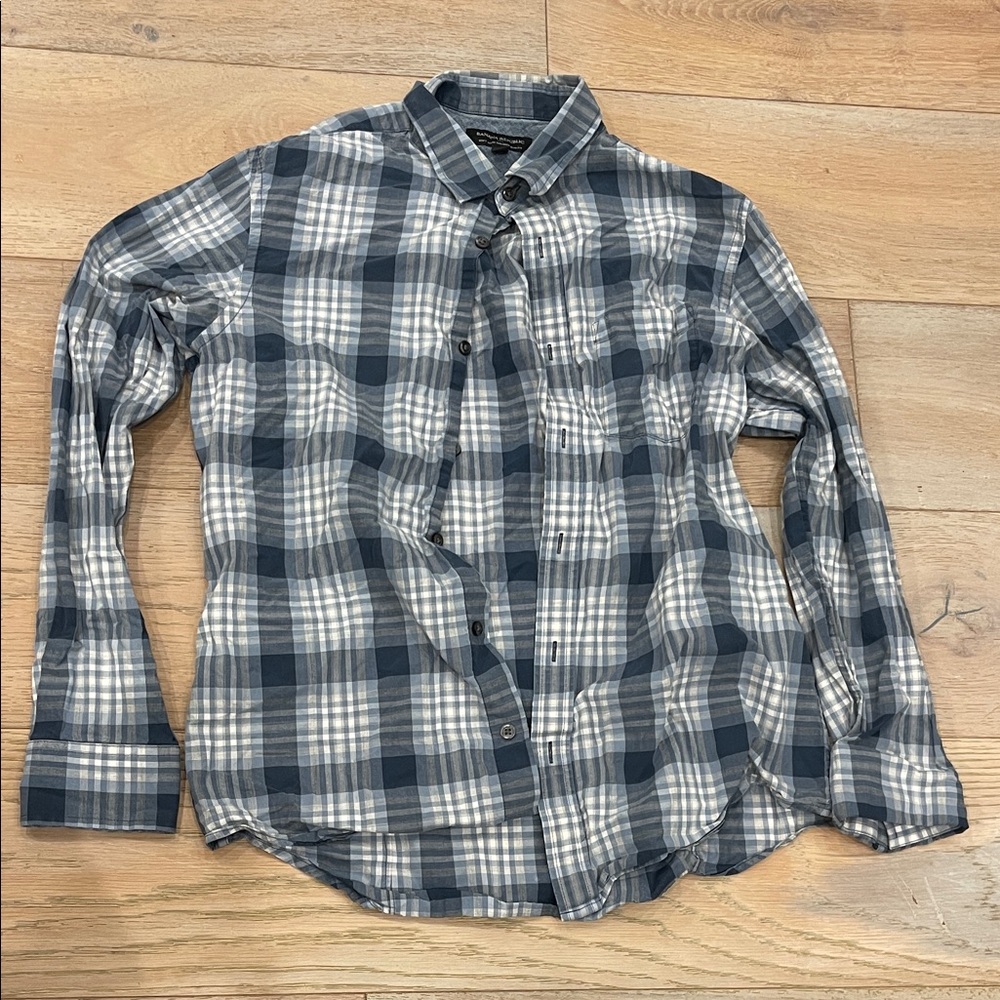Banana Republic Navy and White Plaid Shirt
